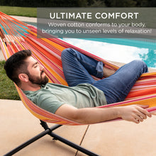 Load image into Gallery viewer, 2-Person Brazilian-Style Double Hammock w/ Carrying Bag and Steel Stand
