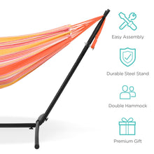 Load image into Gallery viewer, 2-Person Brazilian-Style Double Hammock w/ Carrying Bag and Steel Stand
