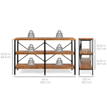 Load image into Gallery viewer, 3-Tier Industrial Hallway Console Table for Living Room, Entry Way - 55&quot;
