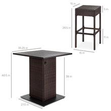 Load image into Gallery viewer, 5-Piece Wicker Bar Set w/ 4 Stools, Built-In Bottle Opener, Hidden Storage
