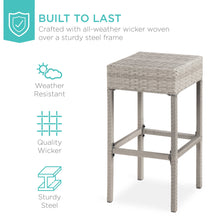 Load image into Gallery viewer, 5-Piece Wicker Bar Set w/ 4 Stools, Built-In Bottle Opener, Hidden Storage
