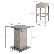 Load image into Gallery viewer, 5-Piece Wicker Bar Set w/ 4 Stools, Built-In Bottle Opener, Hidden Storage
