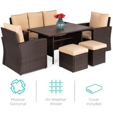 Load image into Gallery viewer, 7-Seater Conversational Wicker Dining Table, Outdoor Patio Furniture Set
