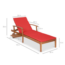 Load image into Gallery viewer, Adjustable Acacia Wood Chaise Lounge Chair w/ Side Table, Wheels
