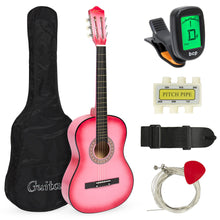 Load image into Gallery viewer, 38in Beginner Acoustic Guitar Musical Instrument Kit w/ Case, Strap, Tuner
